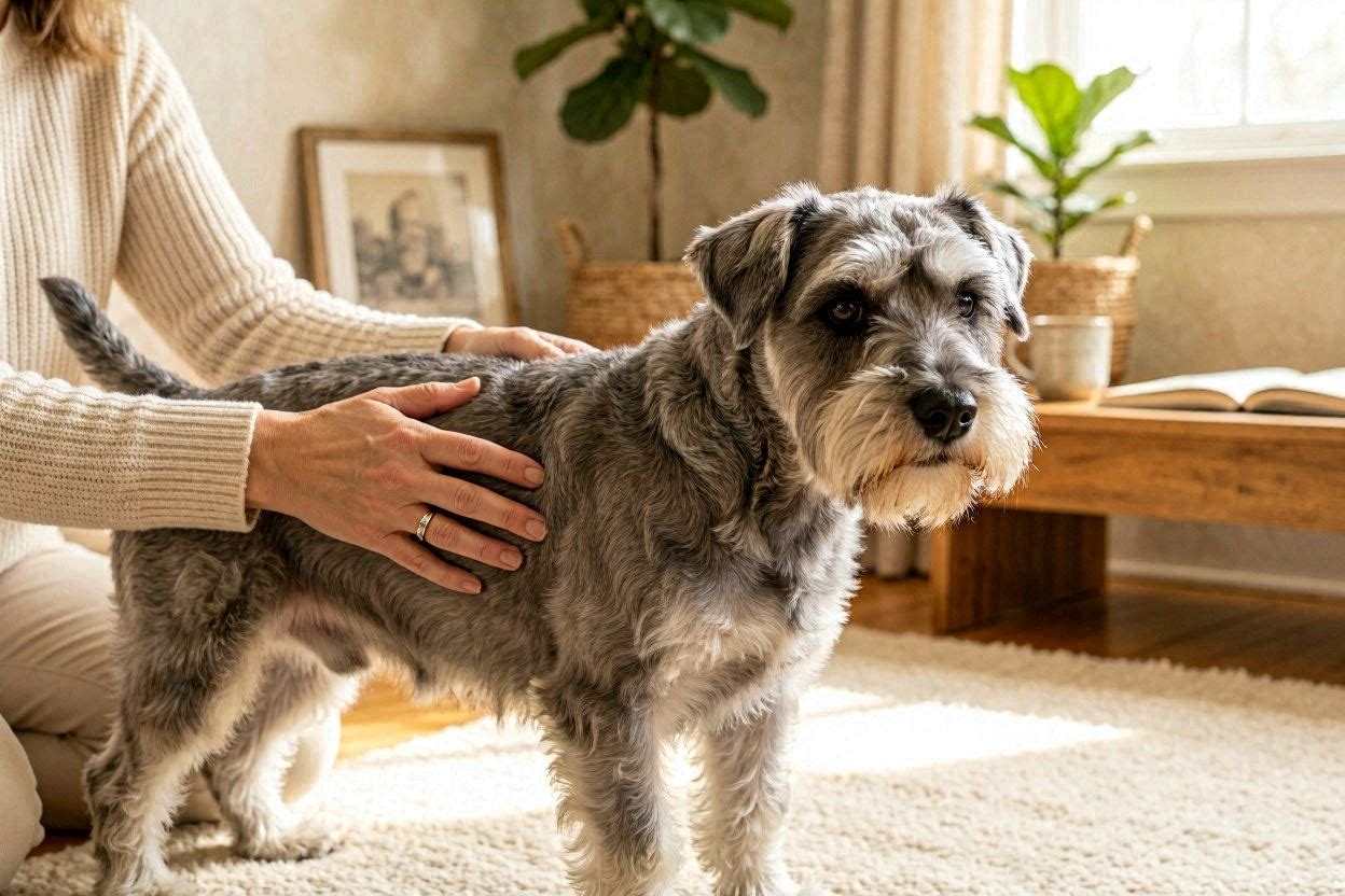犬のダイエット必要性を判断するために肋骨を確認する様子