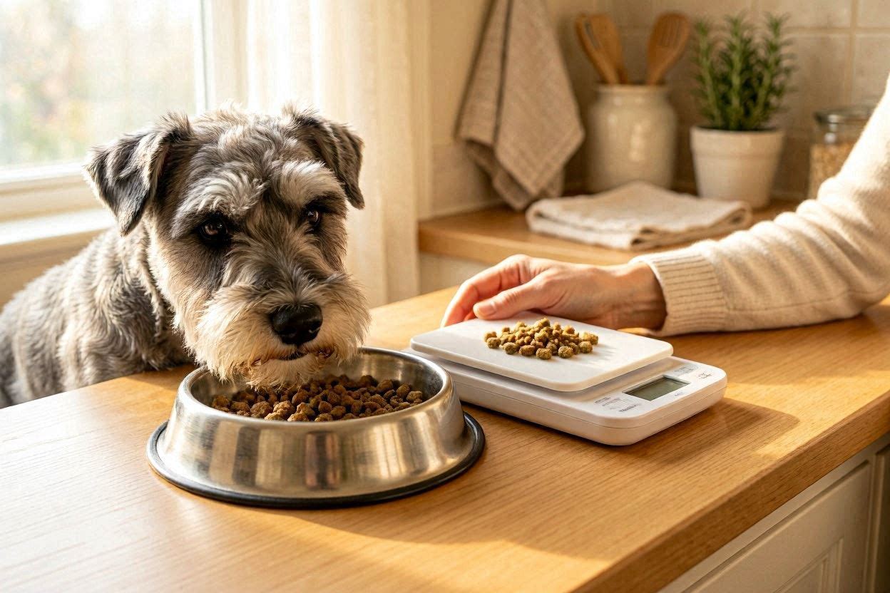 犬のダイエット方法7選として食事量を計量する様子