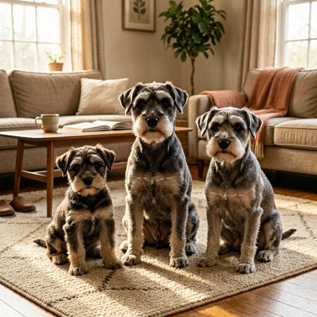 子犬・成犬・シニアのミニチュアシュナウザー3頭